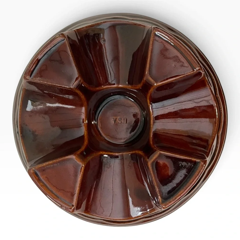 Vintage Marcrest Brown Glazed Ceramic Egg Baker Dish Individual Servings Pudding